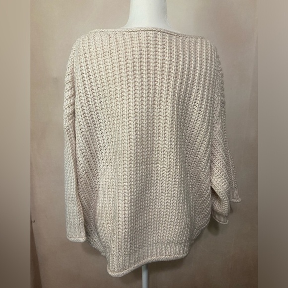 POL women's L oversized drop shoulder boxy chunky knit sweater cream color EUC - Picture 3 of 7